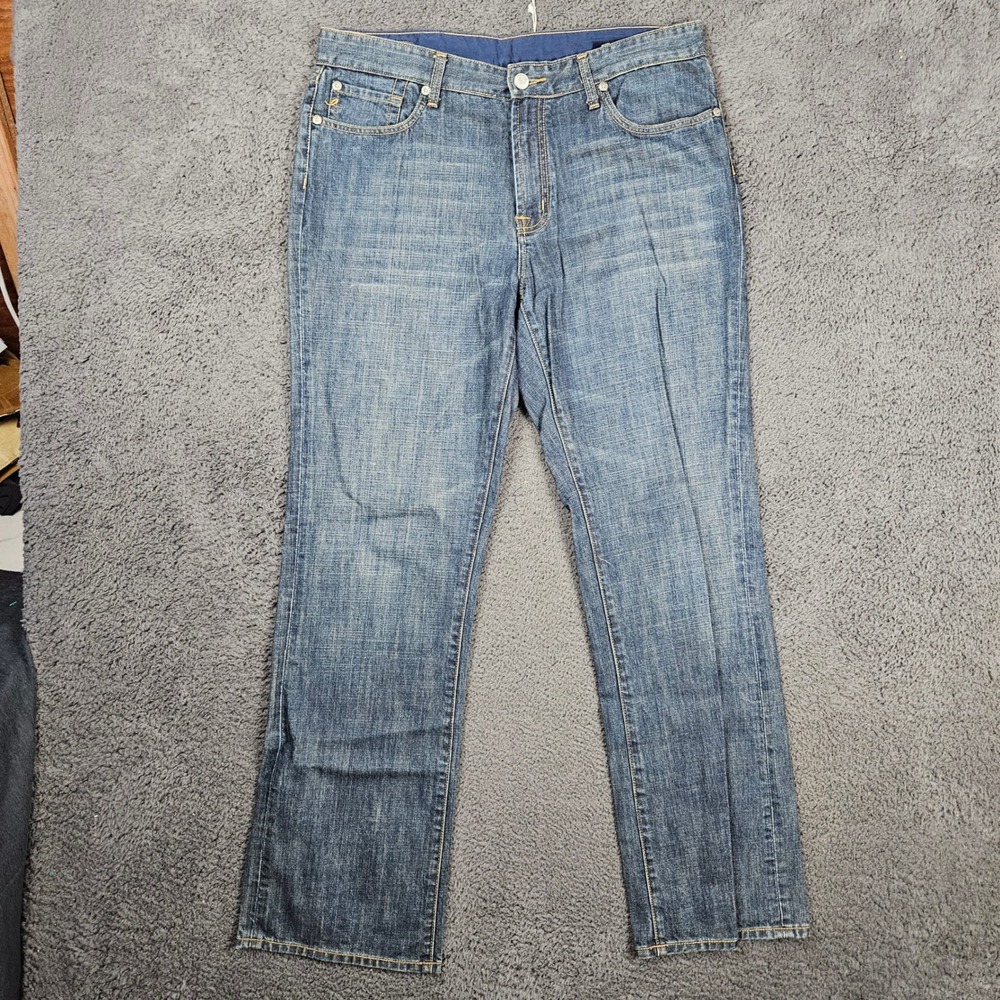 Seven7 Premium Mens Straight Leg Blue‎ Denim Jeans 36x34 Medium Wash Embroidered